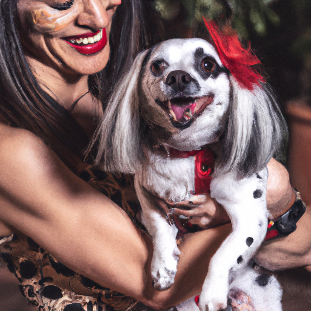 quiero una foto de un hombre, una mujer, un perro. la mujer lleva una diadema roja.